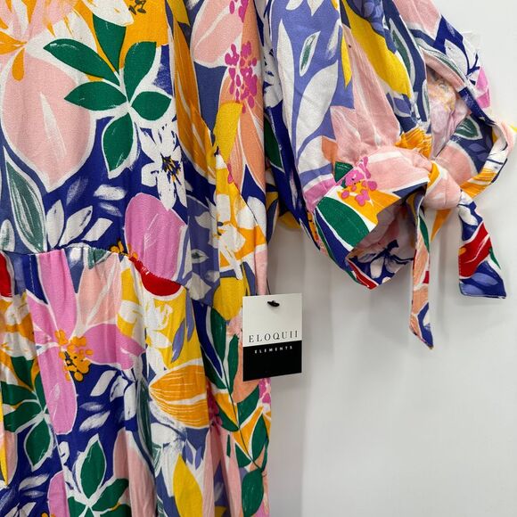 ELOQUII Elements New Walk-Through Romper Floral Rayon Maxi Overlay Size 22 - Picture 7 of 10